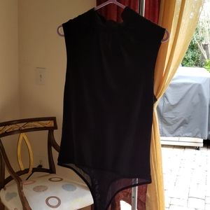 Black high collar body dress blouse